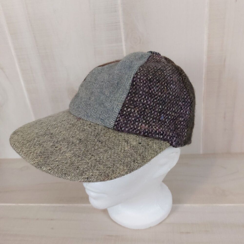 VTG Hanna Hats Donegal Mens Wool Patchwork Baseball Cap Sz M Made in Ireland